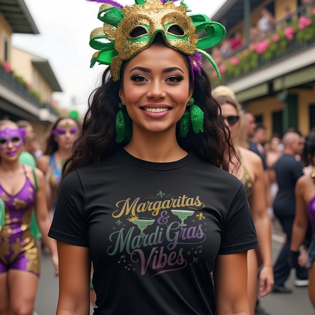 Margaritas & Mardi Gras Vibes  T-Shirt (Margaritas & Mardi Gras Vibes T-Shirt, Casual Tee, Party Shirt, Spring Celebration Top, Gift for Mar)