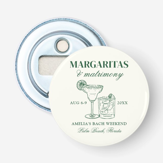 Margaritas & Matrimony Bachelorette Weekend Bottle Opener (Front)