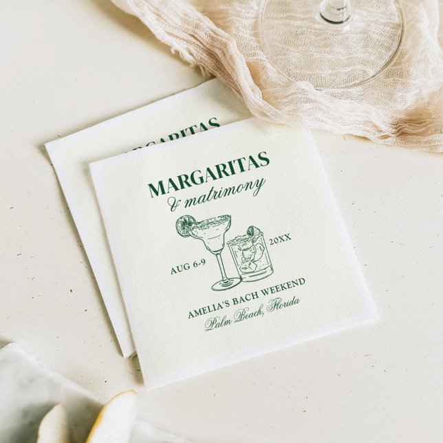 Margaritas & Matrimony Bachelorette Weekend Napkin (Creator Uploaded)
