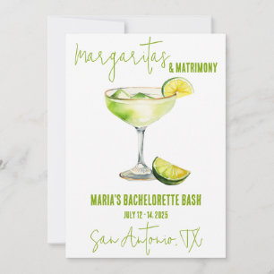 Margaritas & Matrimony Bachelorette Weekend Party Invitation