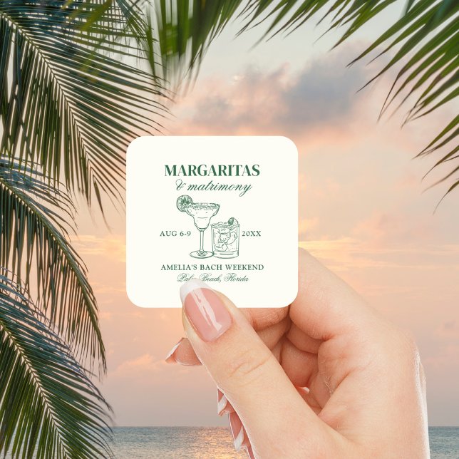 Margaritas & Matrimony Bachelorette Weekend Square Sticker (Creator Uploaded)