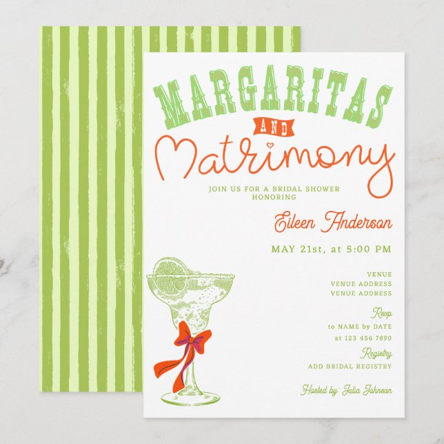 Margaritas & Matrimony Tulum Bachelorette Party Invitation (Front/Back)