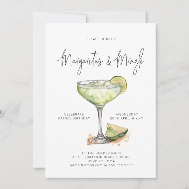 Margaritas & Mingle Cocktail Party Invitation (Front)