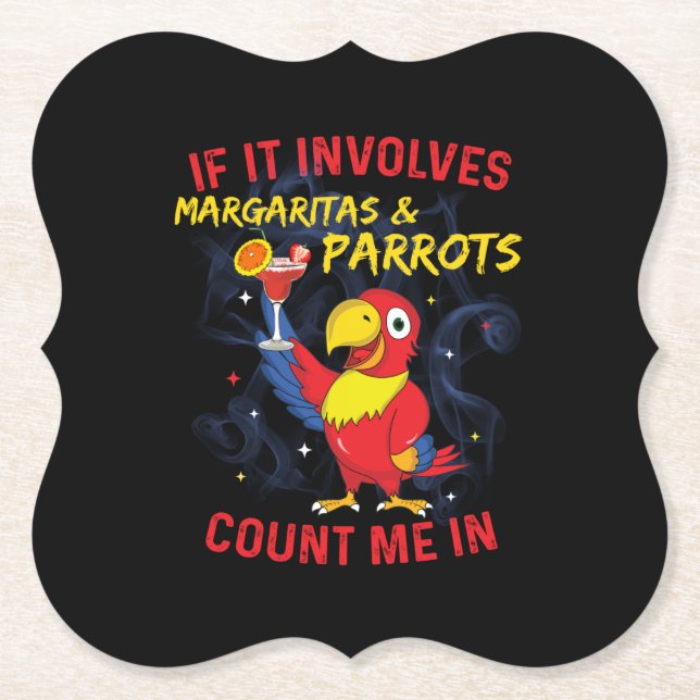 Margaritas & Parrots Paper Coaster (Front)