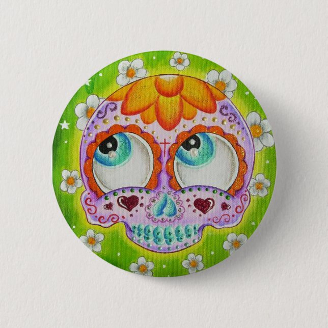 Margaritas skull 2 inch round button (Front)