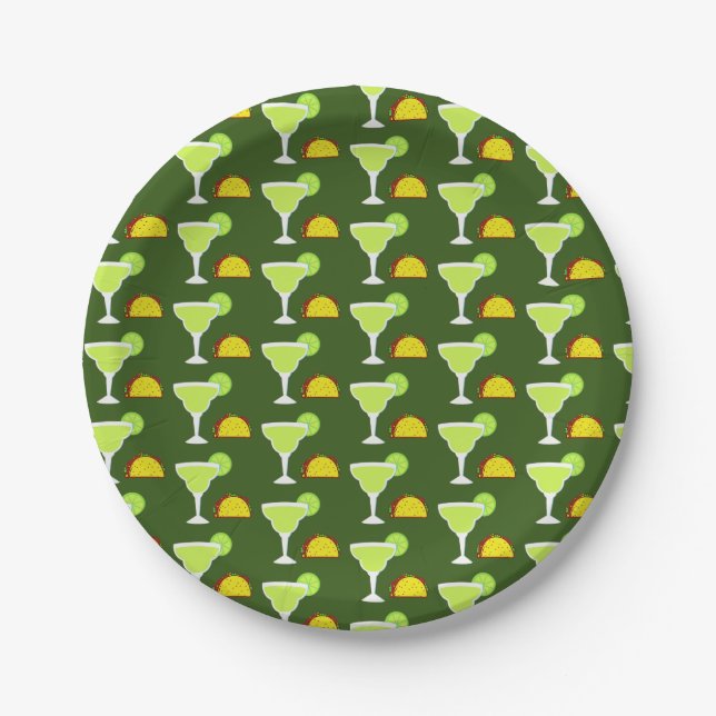 Margaritas + Tacos! Paper Plate (Front)