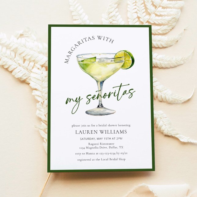 Margaritas With My Senoritas Fiesta Bridal Shower  Invitation (Creator Uploaded)