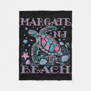 Margate Beach Nj Turtle Lover Colorful Beach Souve Fleece Blanket