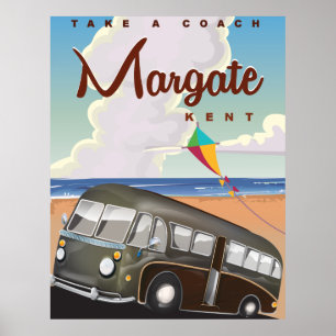Margate Kent affiche de voyage de l'entraîneur vin