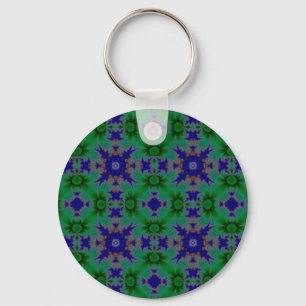 Margeriten blau grün retro artdeco muster keychain