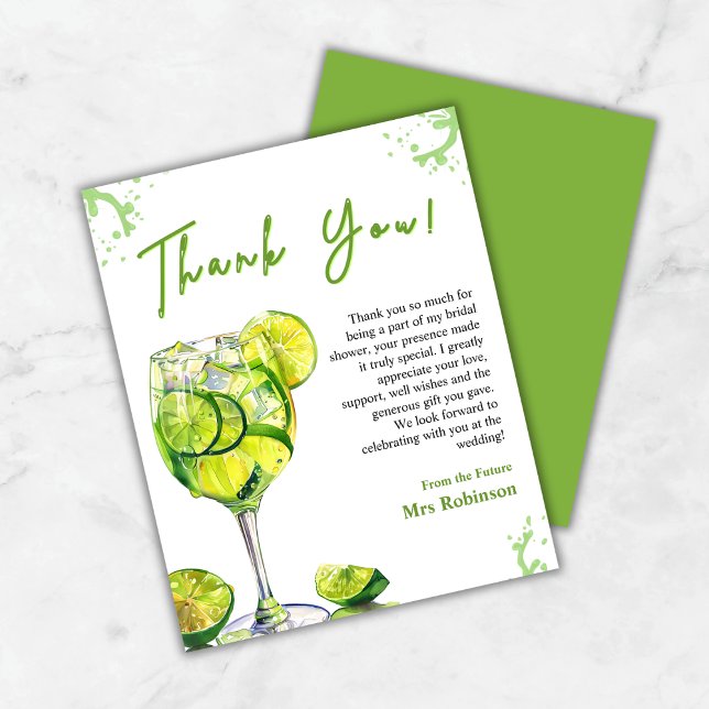 Marges et Carte de remerciements de Fête des marié (Budget Margs & Matrimony Cocktail Bridal Shower Thank You Card   )