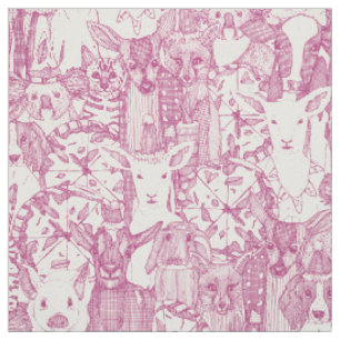 margherita menagerie pizza party berry pink fabric