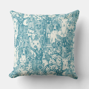 margherita menagerie pizza party peacock blue throw pillow