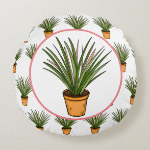 Marginata Hand drawn Plant Round Pillow