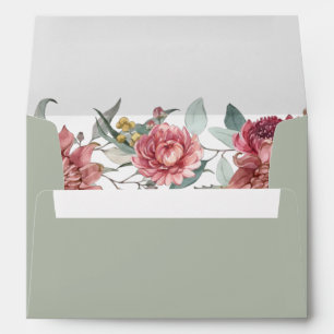 MARGOT Dusty Rose Blush Floral Sage Green Garden E Envelope