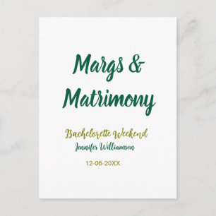 Margs and matrimony add name date bachelorette par postcard
