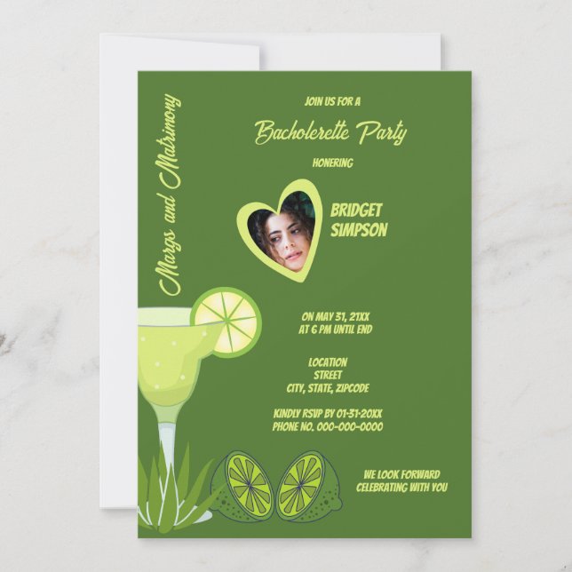 margs and matrimony Bachelorette party portrait Invitation (Front)