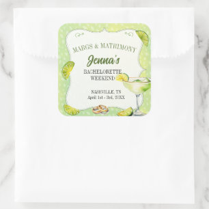 Margs and Matrimony Bachelorette Party Square Sticker