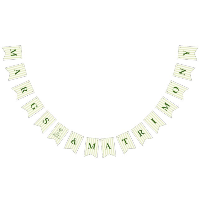 Margs and Matrimony Green Striped Bunting Flags (All)