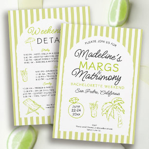 Margs and Matrimony Lime Arch Bachelorette Party Invitation