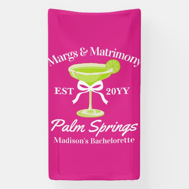Margs and Matrimony Margaritas Bachelorette Party Banner (Vertical)