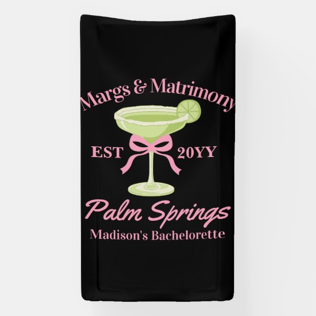 Margs and Matrimony Margaritas Bachelorette Party Banner (Vertical)