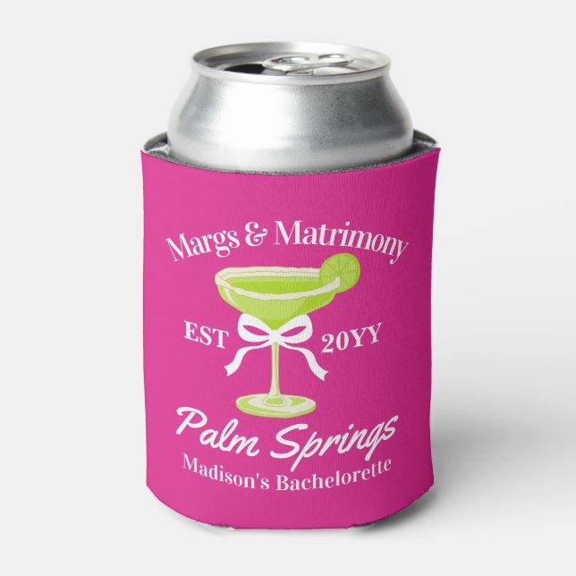 Margs and Matrimony Margaritas Bachelorette Party Can Cooler (Can Front)