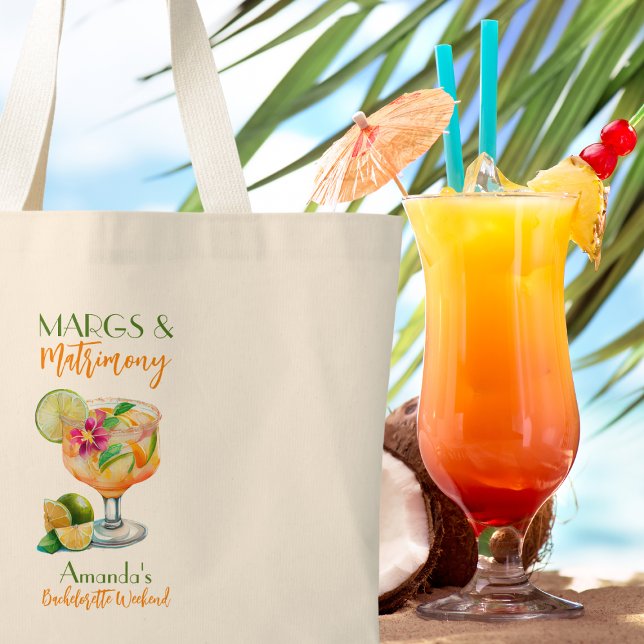Margs and Matrimony Tequila & Fiesta Bachelorette Large Tote Bag (Creator Uploaded)
