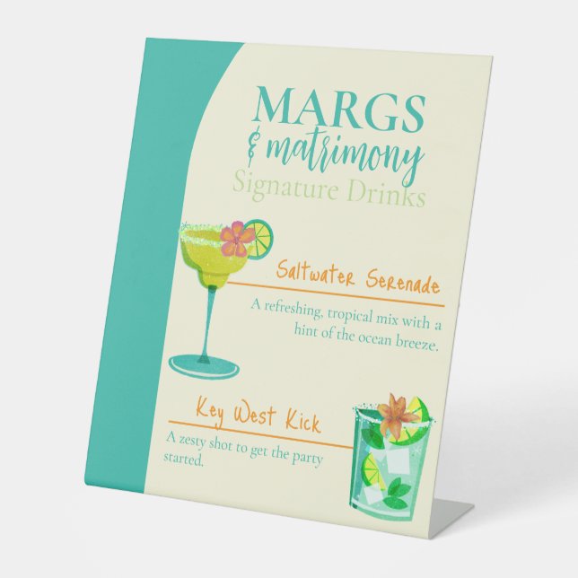 Margs & Matrimony Bachelorette Party Pedestal Sign (Front)