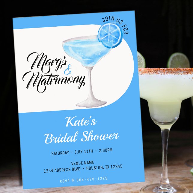 Margs & Matrimony Blue & White Bridal Shower Invitation (Margs & Matrimony Blue & White Bridal Shower Invitation
)