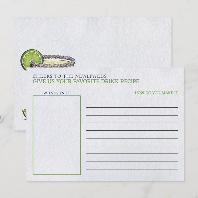 Margs & Matrimony Bridal Shower Drink Recipe Enclosure Card (Front/Back)