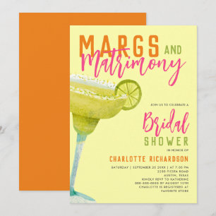 Margs & Matrimony Bridal Shower Modern Lemon Lime Invitation