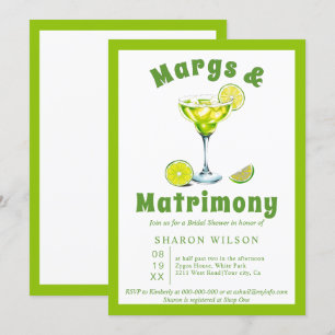 Margs & Matrimony cocktail green bridal shower Invitation