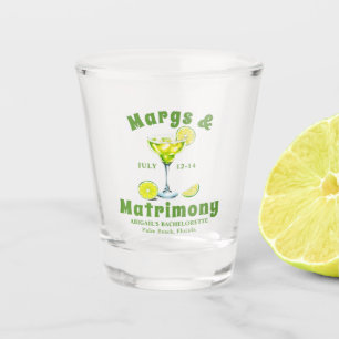 Margs & Matrimony cocktail lime green bachelorette Shot Glass