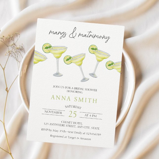 Margs & Matrimony Cocktail Modern Bridal Shower Invitation (Margs & Matrimony Bridal Shower Invitation)