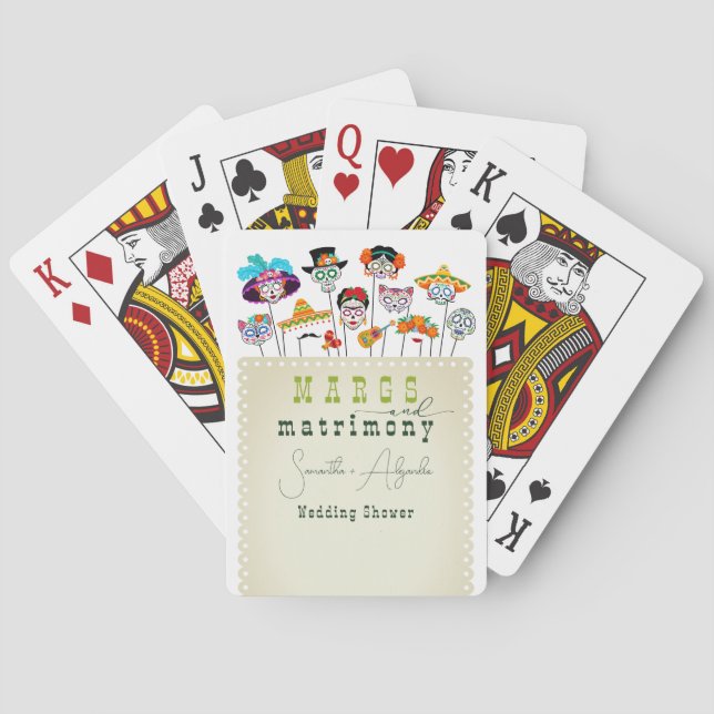 Margs & Matrimony Fiesta Mexican Couples Shower Playing Cards (Back)