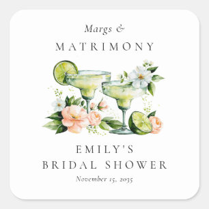 Margs & Matrimony Floral Bridal Shower Square Sticker