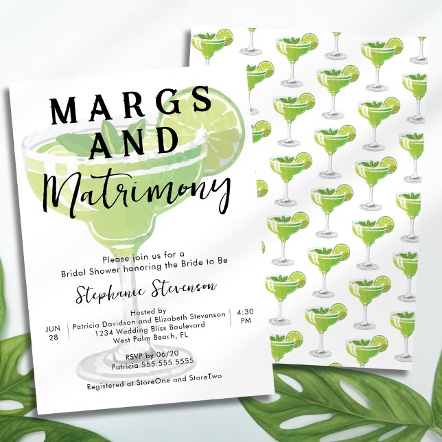 Margs & Matrimony Large Margarita Bridal Shower Invitation (Creator Uploaded)