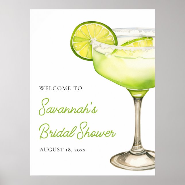 Margs & Matrimony Lime Bridal Shower Welcome Sign (Front)