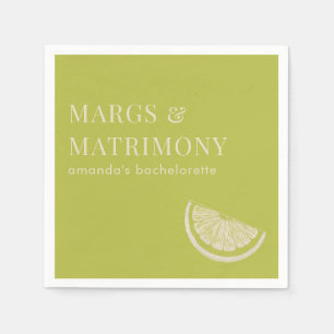 Margs & Matrimony Lime Green Bachelorette Party Napkin