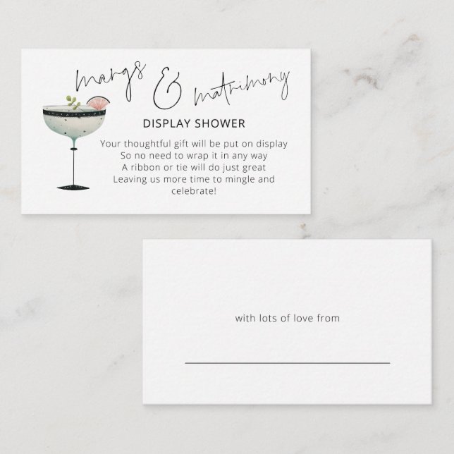 Margs Matrimony Margarita Bridal Display Shower Enclosure Card (Front/Back)