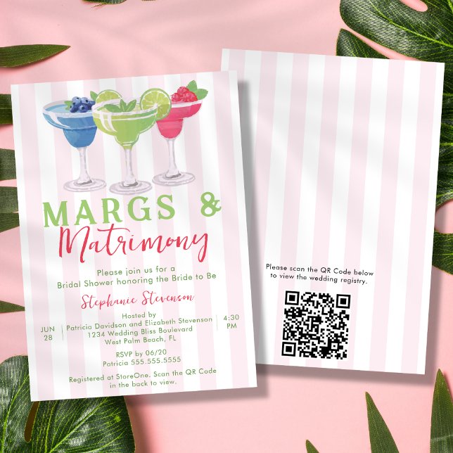 Margs & Matrimony Margarita QR Code Bridal Shower Invitation (Creator Uploaded)