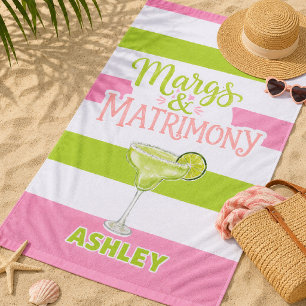 Margs & Matrimony Personalized Bachelorette Beach Towel