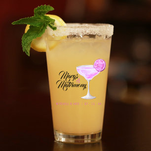 Margs & Matrimony Pink Margarita Bridal Shower Glass