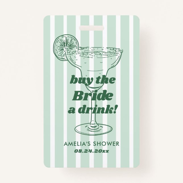 Margs & Matrimony Retro Bachelorette Bridal Shower Badge (Front)
