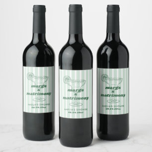 Margs & Matrimony Retro Bachelorette Bridal Shower Wine Label