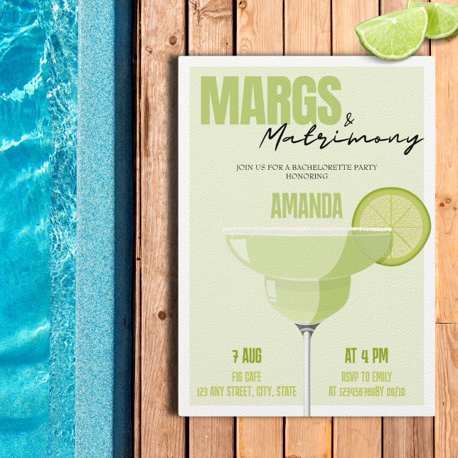 Margs & Matrimony Retro Cocktail Bachelorette Invitation (Margs & Matrimony Bachelorette Party Invitation)