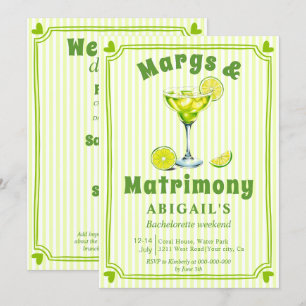 Margs & Matrimony scribble bachelorette weekend Invitation