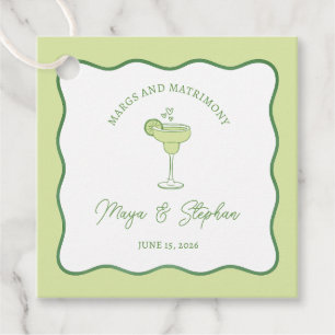 "Margs & Matrimony" Simple Lime Margarita Wedding Favour Tags