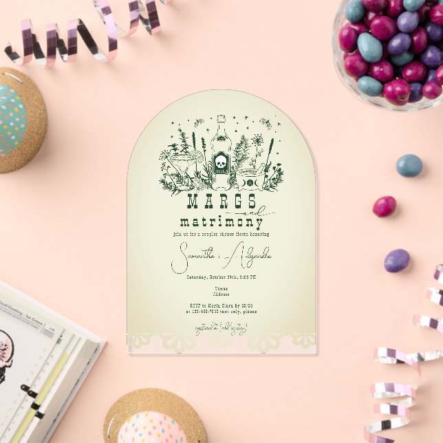 Margs Matrimony Skull Mexican Fiesta Couple Shower Acrylic Invitations (Insitu (Celebration))